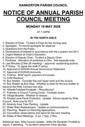 Parish Council meeting on Mon 18 May