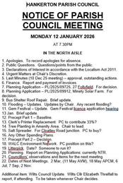 PC MEETING MON 12 JAN at 7.30 pm